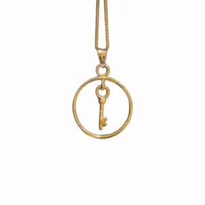 Gold Key with Circle Pendant
