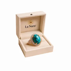 Natural Turquoise Ring with Diamonds
