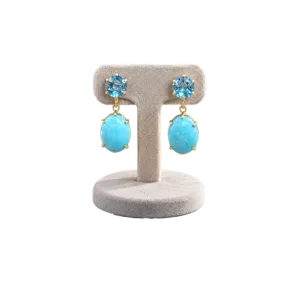 Natural Turquoise with Natural Topaz Earring